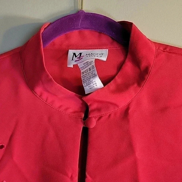 NWT Maggie Sweet Red Stand-up Collar Top 1X Petite - Picture 4 of 8